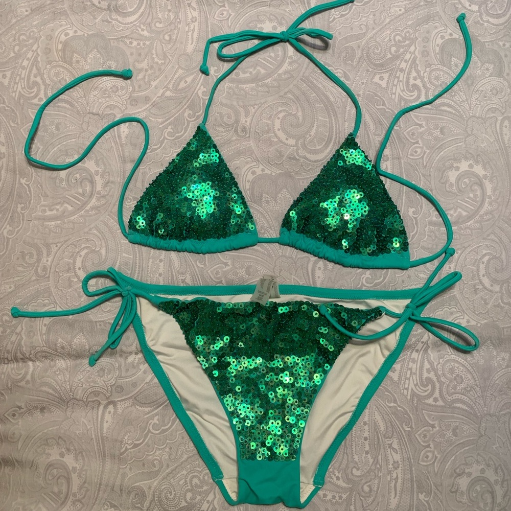 Victoria’s Secret Green Sequin String Bikini